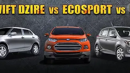 CarWale Comparison: Ford EcoSport vs Hyundai i20 vs Maruti Swift Dzire CarWale Comparison: Ford EcoSport vs Hyundai i20 vs Maruti Swift Dzire